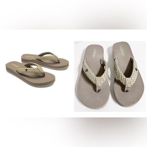 Cobian Tan Braided Flip-Flops Comfortable braided synthetic leather strap